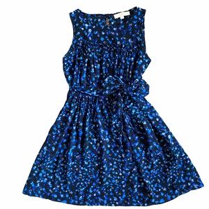 Ann Taylor LOFT Blue Sleeveless Polka Dot Cocktail Dress with Metallic Details 2